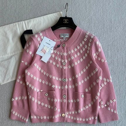 Chanel 25P Cardigan Pink Mix White Cashmere 229516
