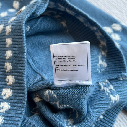 Chanel 25P Cardigan Dark Blue Mix White Cashmere 229517