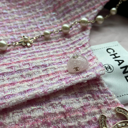 Chanel 25P Gilet Pink Cotton and Wool Tweed 235902