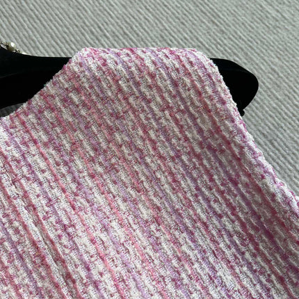 Chanel 25P Gilet Pink Cotton and Wool Tweed 235902