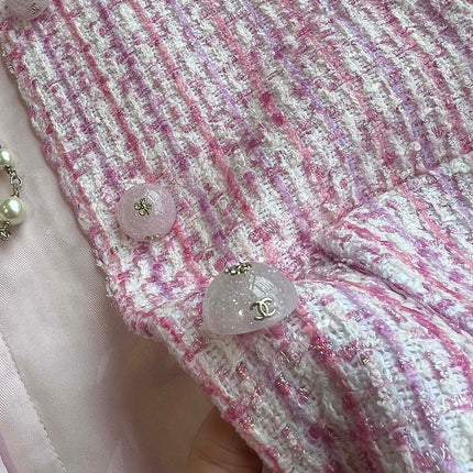 Chanel 25P Gilet Pink Cotton and Wool Tweed 235902