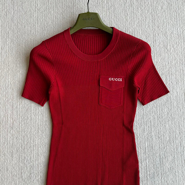 GUCCI SHORT-SLEEVE KNIT TOP 242808