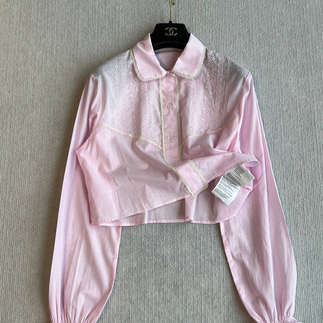 PRADA PINK CROPPED BUTTON-UP SHIRT