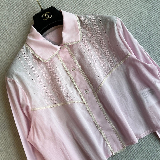 PRADA PINK CROPPED BUTTON-UP SHIRT