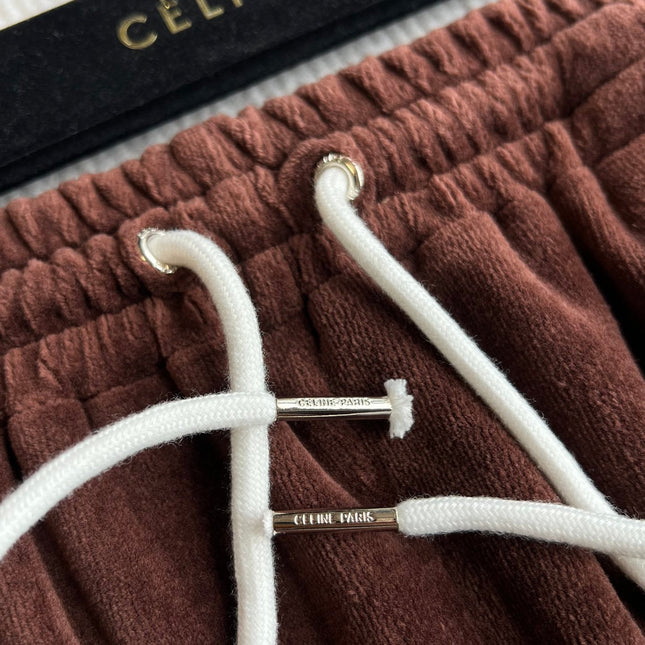 CELINE VELVET DRAWSTRING WAIST SHORTS 275633