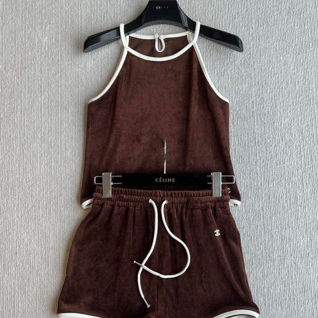 CELINE VELVET DRAWSTRING WAIST SHORTS 275633