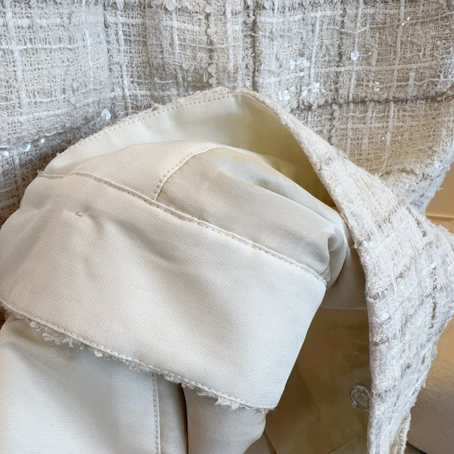 CC 2025 Vest Beige Apricot Tweed Fabric