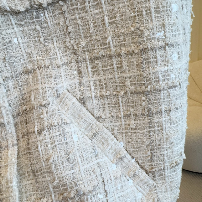 CC 2025 Vest Beige Apricot Tweed Fabric