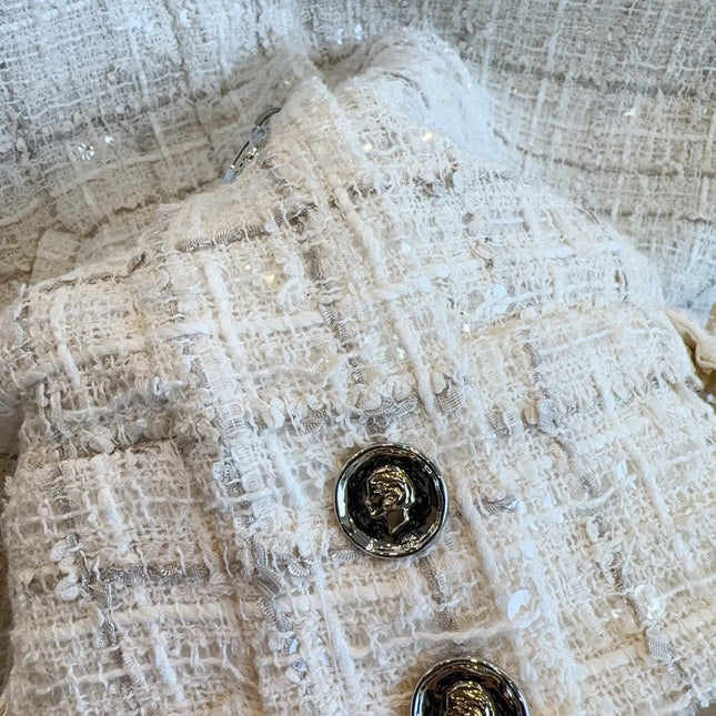 CC 2025 Vest Beige Apricot Tweed Fabric