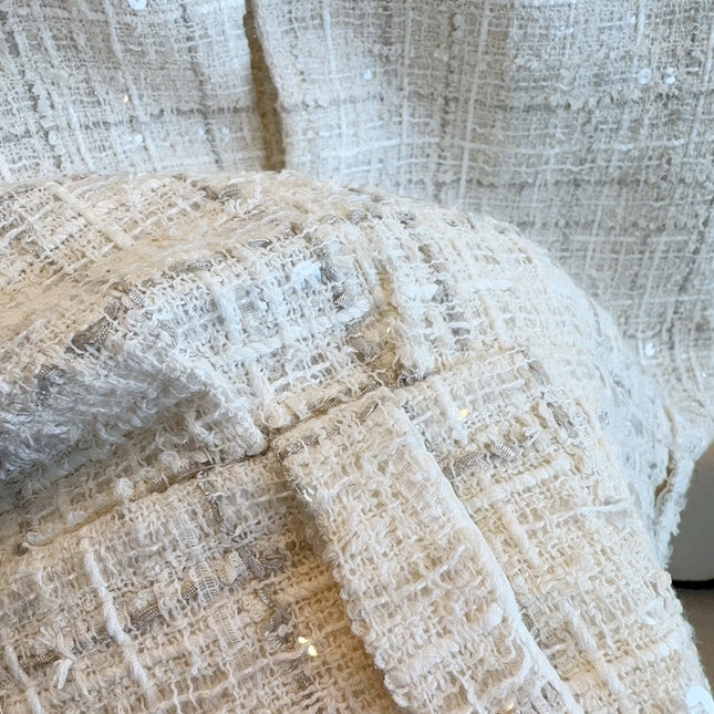 CC 2025 Vest Beige Apricot Tweed Fabric