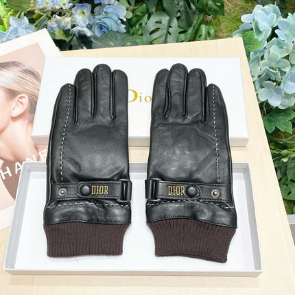 TOUCHSCREEN GLOVES IN BLACK LAMBSKIN MIX MERLOT RED WOOL 464981