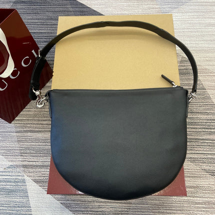 BODY SHOULDER BAG 40 IN BLACK CALFSKIN SILVER HARDWARE