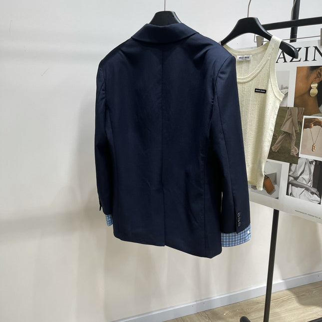 MIUMIU NAVY CHECKED SUIT 224381