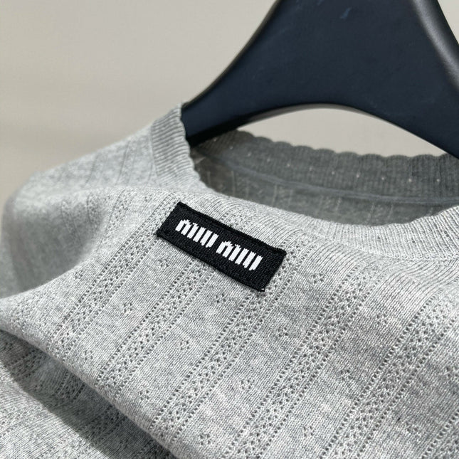 MIUMIU CREW NECK SHORT SLEEVE KNIT TOP 273085