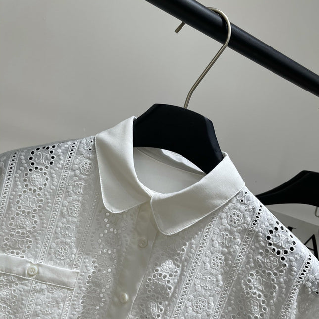 CELINE SHORT SLEEVE CUT-OUT SHIRT 273109