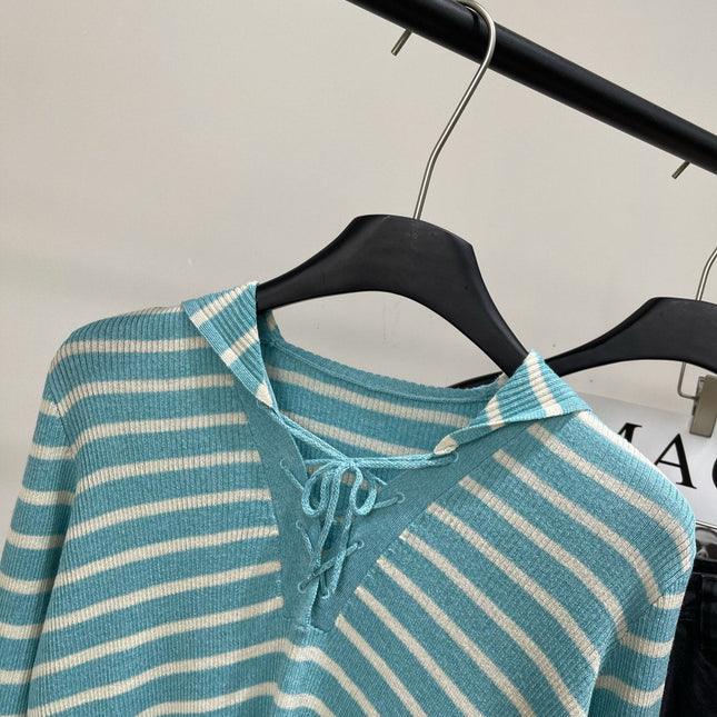 DIOR LONG-SLEEVE SWEATER WITH NAVY STRIPED COLLAR 275933