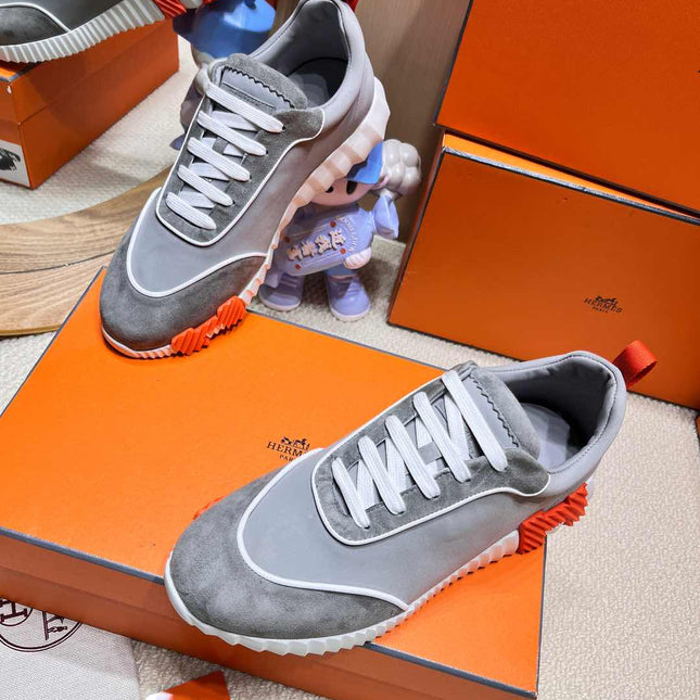 BOUNCING SNEAKER IN SMOKE GRAY SUEDE AND CALFSKIN