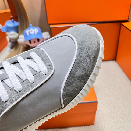 BOUNCING SNEAKER IN SMOKE GRAY SUEDE AND CALFSKIN