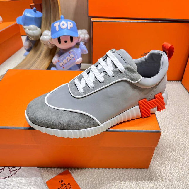 BOUNCING SNEAKER IN SMOKE GRAY SUEDE AND CALFSKIN