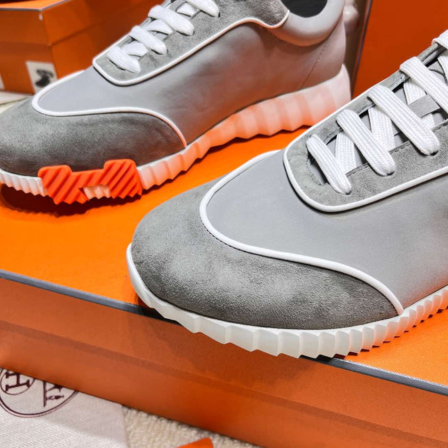 BOUNCING SNEAKER IN SMOKE GRAY SUEDE AND CALFSKIN