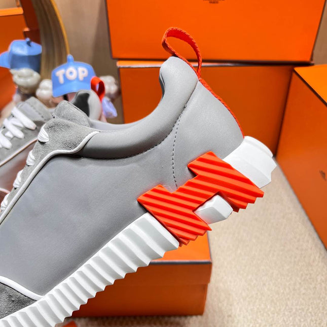 BOUNCING SNEAKER IN SMOKE GRAY SUEDE AND CALFSKIN