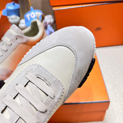BOUNCING SNEAKER IN PALE GRAY SUEDE AND CALFSKIN