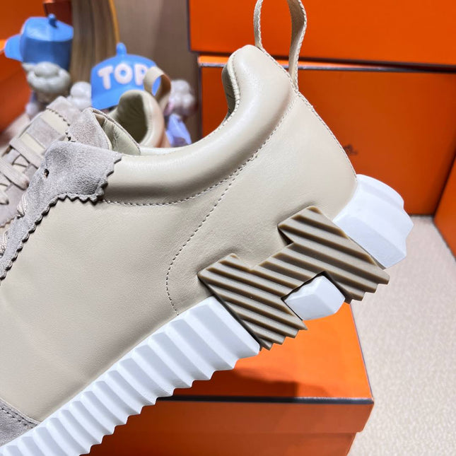 BOUNCING SNEAKER IN PALE GRAY SUEDE AND CALFSKIN