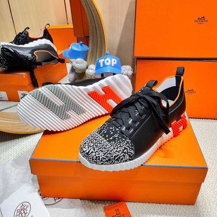 DEPART SLIP-ON SNEAKER IN WHITE MIX BLACK KNIT AND CALFSKIN