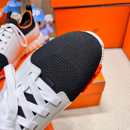 DEPART SLIP-ON SNEAKER IN WHITE MIX BLACK KNIT AND CALFSKIN