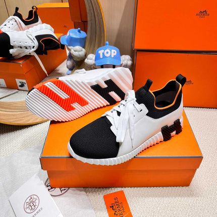 DEPART SLIP-ON SNEAKER IN WHITE MIX BLACK KNIT AND CALFSKIN