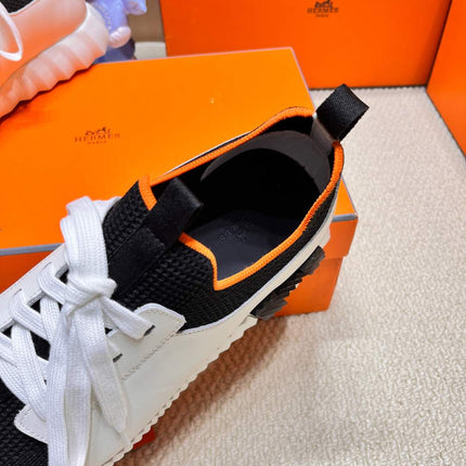 DEPART SLIP-ON SNEAKER IN WHITE MIX BLACK KNIT AND CALFSKIN