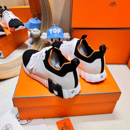 DEPART SLIP-ON SNEAKER IN WHITE MIX BLACK KNIT AND CALFSKIN