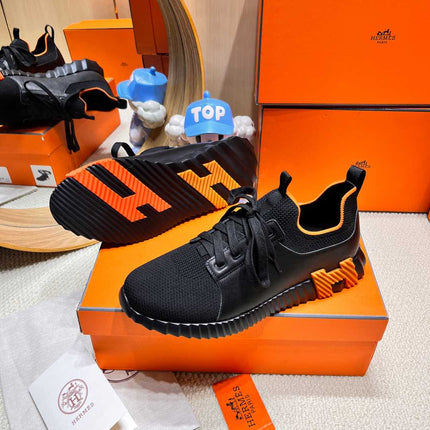 DEPART SLIP-ON SNEAKER IN BLACK KNIT AND CALFSKIN