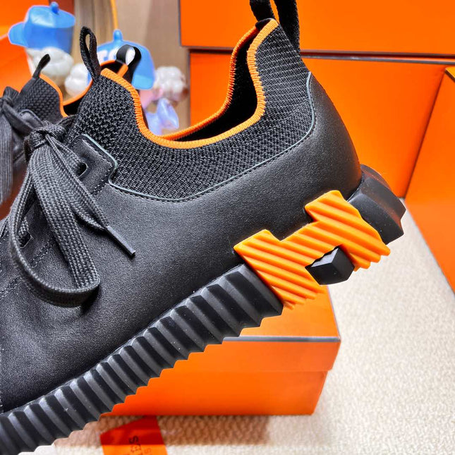 DEPART SLIP-ON SNEAKER IN BLACK KNIT AND CALFSKIN