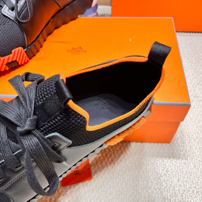 DEPART SLIP-ON SNEAKER IN BLACK KNIT AND CALFSKIN