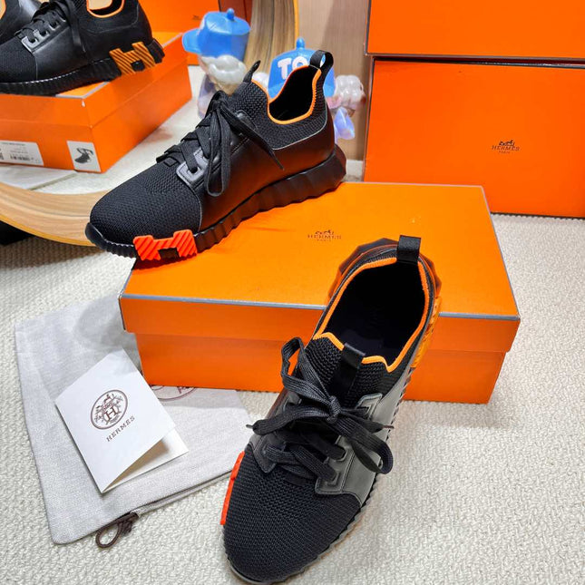 DEPART SLIP-ON SNEAKER IN BLACK KNIT AND CALFSKIN