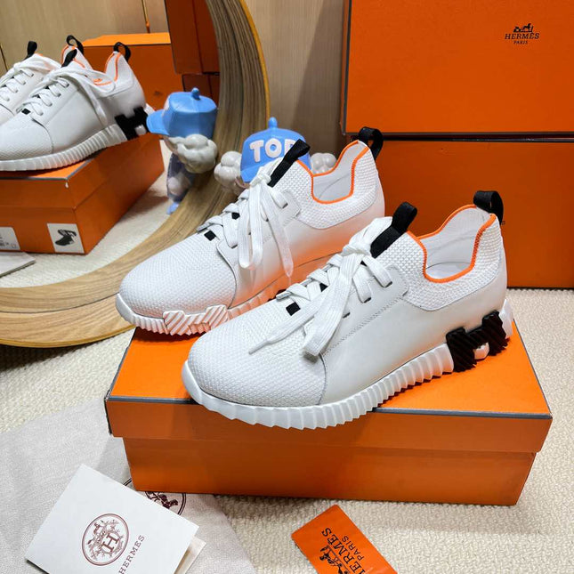 DEPART SLIP-ON SNEAKER IN WHITE KNIT AND CALFSKIN