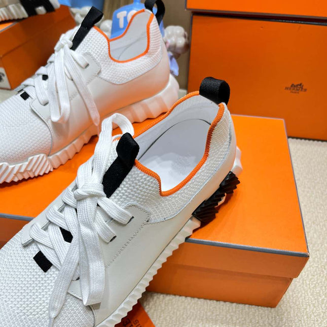 DEPART SLIP-ON SNEAKER IN WHITE KNIT AND CALFSKIN