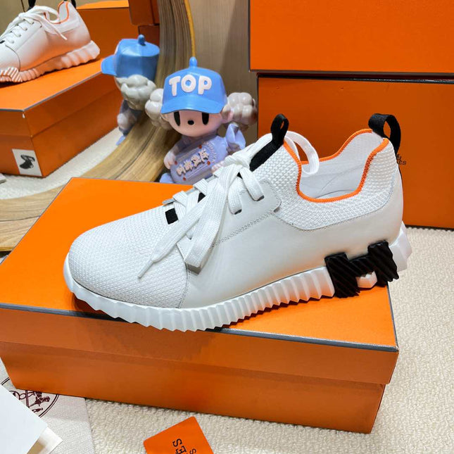 DEPART SLIP-ON SNEAKER IN WHITE KNIT AND CALFSKIN