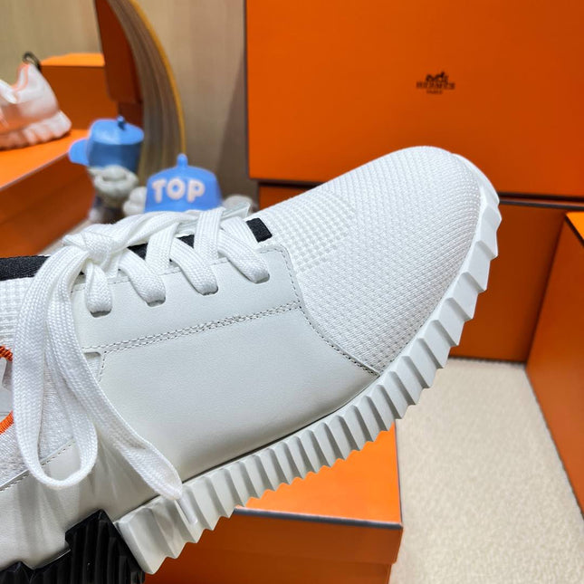 DEPART SLIP-ON SNEAKER IN WHITE KNIT AND CALFSKIN