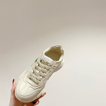 GG RHYTON TRAINER WHITE CALFSKIN WITH APPLE MOTIF