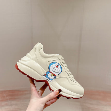 GG RHYTON TRAINER WHITE CALFSKIN WITH DOREMON MOTIF