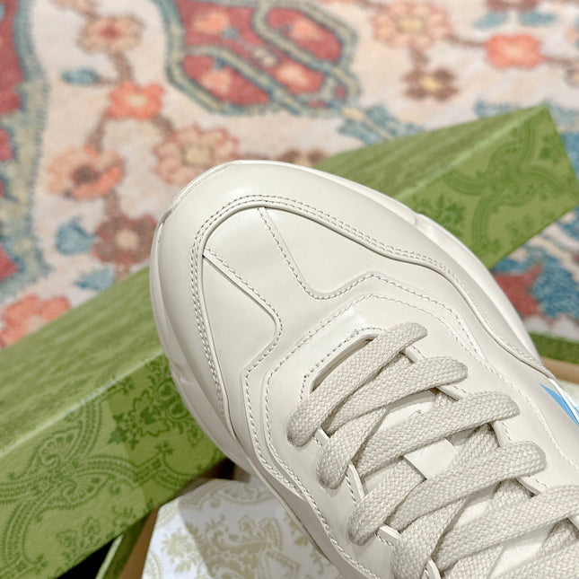 GG RHYTON LOGO TRAINER WHITE CALFSKIN
