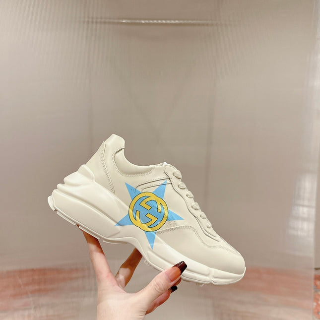 GG RHYTON LOGO TRAINER WHITE CALFSKIN