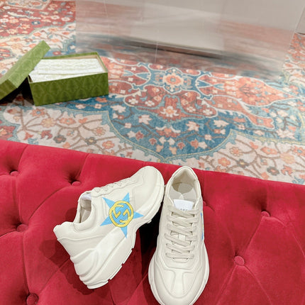 GG RHYTON LOGO TRAINER WHITE CALFSKIN