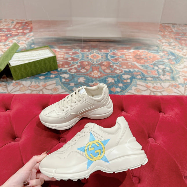 GG RHYTON LOGO TRAINER WHITE CALFSKIN