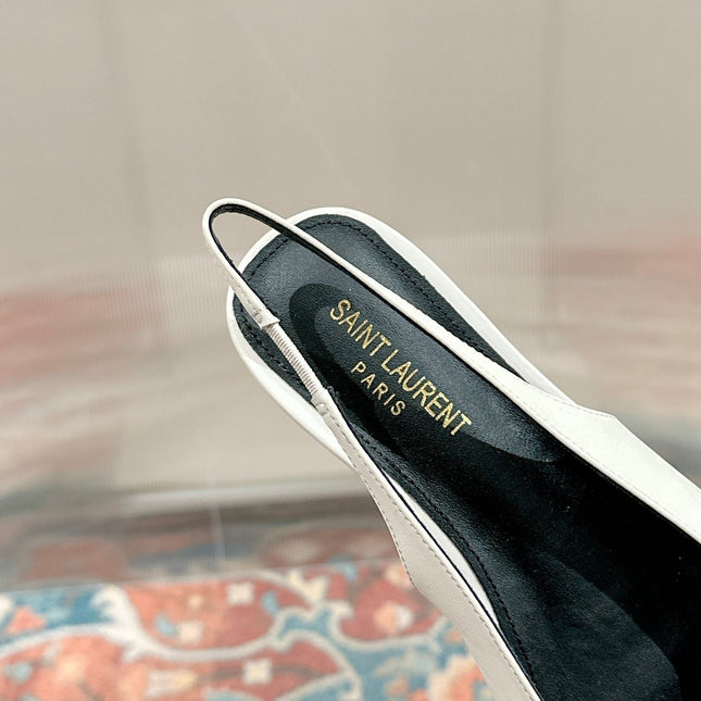 CASSANDRA SLINGBACK FLAT IN WHITE MIX BLACK SMOOTH LAMBSKIN