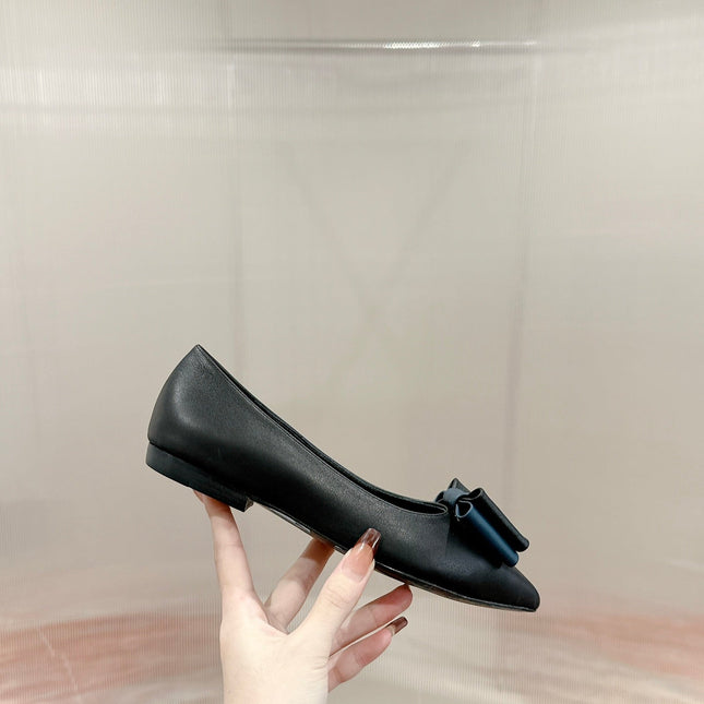 CASSANDRA BALLET FLAT IN BLACK MIX BLUE SMOOTH LAMBSKIN