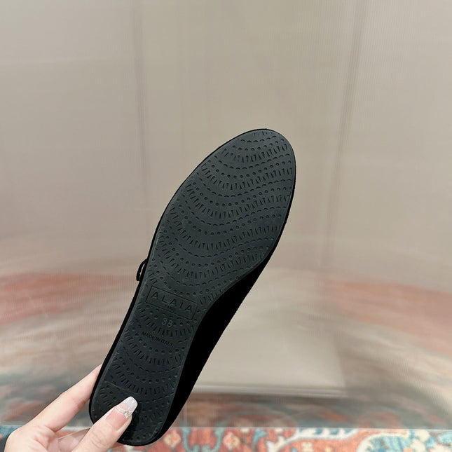 ALAIA MARY JANE IN BLACK SUEDE WITH SILVER HARDWARE