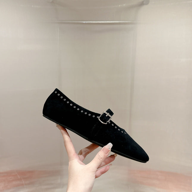 ALAIA MARY JANE IN BLACK SUEDE WITH SILVER HARDWARE